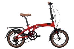 Женский велосипед NOVATRACK 16" TOWN  красный, складной алюм. Shimano 7 speed, стальная вилка, вынос, алюм.р