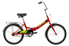 Женский велосипед FOXX 20" складной, SHIFT, красный, тормоз нож, двойной обод, багажник