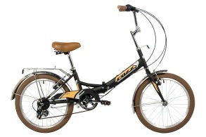 Женский велосипед FOXX 20" складной, SHIFT, чёрный, 6-скор, Shimano RS35/TY21, двойной обод, багажник