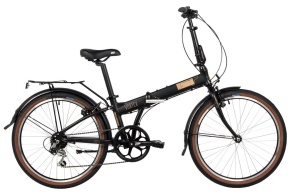 Женский велосипед NOVATRACK 24" VORTEX черный, складной алюм. Shimano 6 speed, стальная вилка, вынос, алюм.р