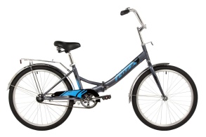 Женский велосипед FOXX 24" складной, SHIFT, серый, тормоз нож, двойной обод, багажник