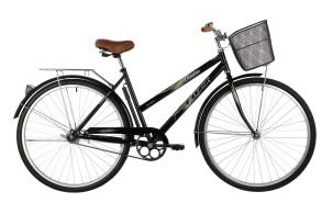 Женский велосипед FOXX 28" FIESTA черный, сталь, размер 20" + передняя корзина