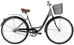 Женский велосипед FOXX 28" VINTAGE серый, сталь, размер 18" + передняя корзина