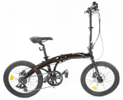 Женский велосипед Alpinebike F1HD (2022), One size, 20", складной, 7 скоростей, черно-красный
