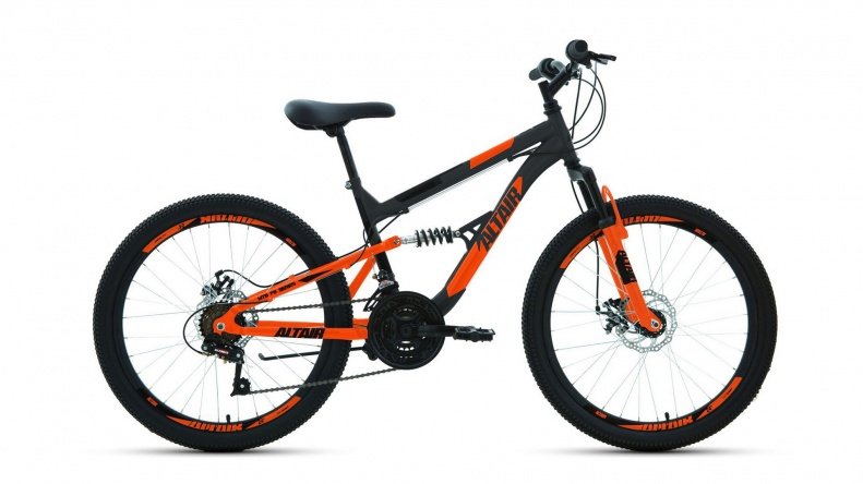 Велосипед FORWARD ALTAIR MTB FS 24 disc серый\оранжевый 15"