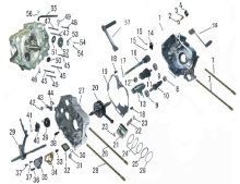 Подбор запчастей Левый и правый картер, механизм переключения передач, коленчатый вал, поршень HS152FMH (XZ110) электростартер МКПП Двигатели