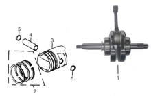 Подбор запчастей Crankshaft& Piston YX125 (E-0008-21-0236) semi-auto Двигатели