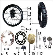 Подбор запчастей Колесо заднее MX 125 (с 2020) (101190024, 101190025, 101190026, 101190027, 101190069) MX 125 BSE