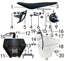 Подбор запчастей Бак, седло и фара T8-X6 (101410001) T8 BSE