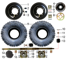 Подбор запчастей Колёса задние XT-1U (50021000 150021001 150021002 150021003) XT-1U BSE