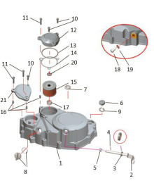 Подбор запчастей Крышка картера правая TYX300-2 (BSE300R) Двигатели