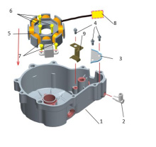 Подбор запчастей Крышка картера левая, статор генератора TYX300-2 (BSE300R) Двигатели