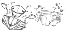 Подбор запчастей Облицовка руля и зеркала Кузов/Электрика Symphony SR-125 (AZ12W1-T) с 2017 Symphony SR-125 SYM