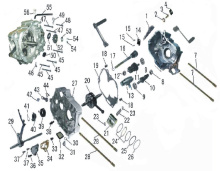 Подбор запчастей Левый и правый картер, механизм переключения передач, коленчатый вал, поршень HS152FMH (XZ110) электростартер П/АКПП Двигатели