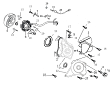 Подбор запчастей Left Crankcase  Cover & Magnetic Motor YX125 (E-0008-21-0236) semi-auto Двигатели