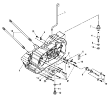 Подбор запчастей Левая половина картера Двигатель ATV 300 (UA30A-6) ATV 300 SYM